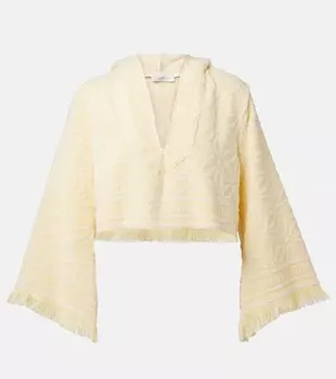 Капюшон с капюшоном из хлопкового махрового материала укороченный топ Zimmermann, Yellow/Cream