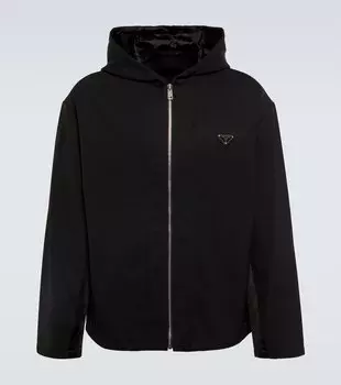 Капюшонная куртка из вирджинской шерсти Prada, черный