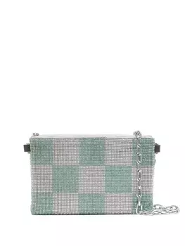 Kara сумка через плечо Eritnite Check с кристаллами, зеленый