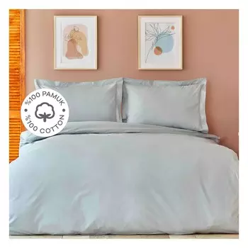 Karaca Home Back To Basic Комплект постельного белья королевского размера из 100% хлопка, синий