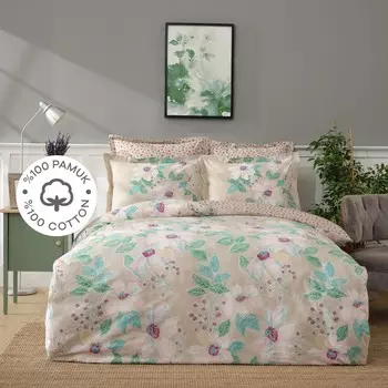 Karaca Home Fiore Бежевый Комплект постельного белья из 100% хлопка
