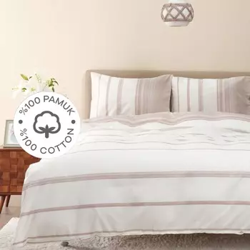 Karaca Home Vetro Бежевый Комплект постельного белья, окрашенных в двойной пряже