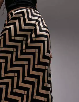 Карамельная юбка в пол с геопринтом Topshop