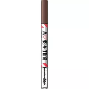 Карандаш для бровей Build-A-Brow 2в1 №257 средне-коричневый + закрепляющий гель Maybelline New York, 1 шт.