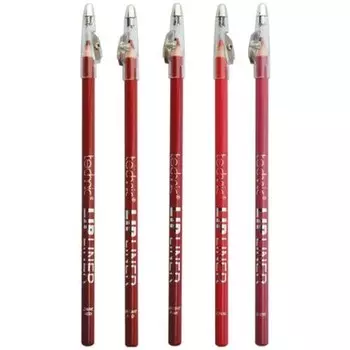 Карандаш для губ и точилка, тонкая форма, темно-красный, коралловый, светло-красный, телесный Technic