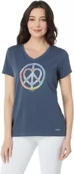 Карандаш Tie-Dye Peace Love с коротким рукавом Crusher Vee Life is Good, цвет Darkest Blue