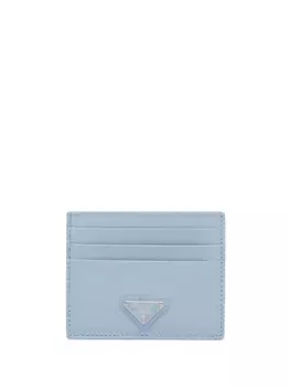 Кардхолдер из сафьяновой кожи с логотипом Prada, синий
