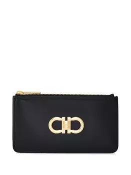Кардхолдер с декором Gancini Ferragamo, черный