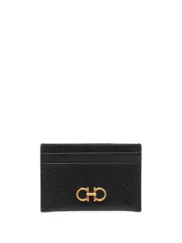 Кардхолдер с декором Gancini Ferragamo, черный