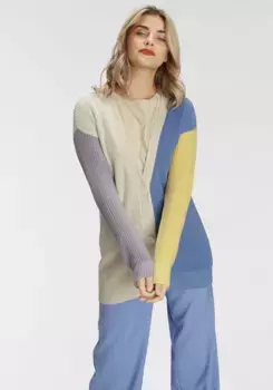 Кардиган AJC, цветные колор-блоки, желтый