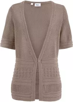 Кардиган ajour с полурукавами Bpc Bonprix Collection, коричневый