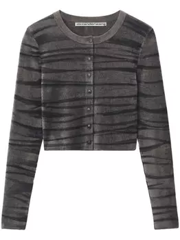 Кардиган Alexander Wang с анималистичным принтом и круглым вырезом, черный