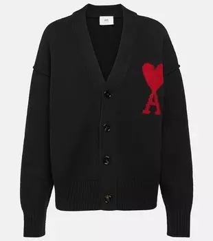 Кардиган Ami De Cur из шерсти Ami Paris, Black Red