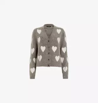 Кардиган Amora Heart-Jacquard из смеси шерсти Allsaints, мультиколор