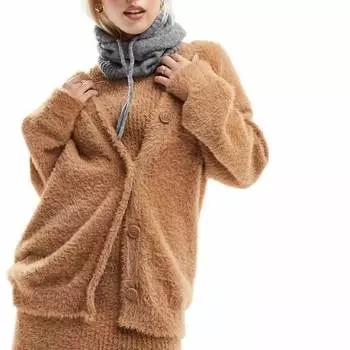 Кардиган Asos Design Knitted Fluffy, светло-коричневый