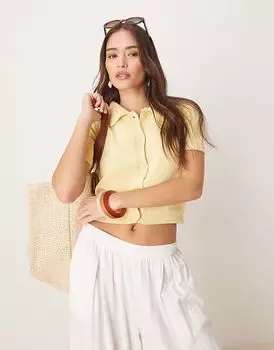 Кардиган ASOS DESIGN с короткими рукавами и воротником цвета пахты