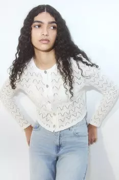 Кардиган ажурной вязки H&M, бежевый