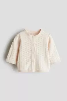 Кардиган ажурной вязки H&M, бежевый