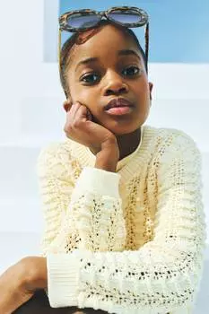 Кардиган ажурной вязки H&M, желтый