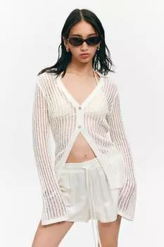 Кардиган ажурной вязки с V-образным вырезом Monki, белый