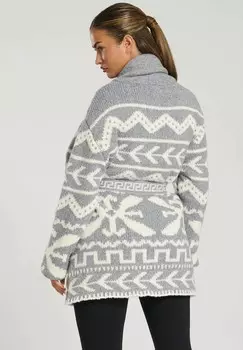 Кардиган AZTEC JAQUARD KNIT WAIST TIE South Beach, серый