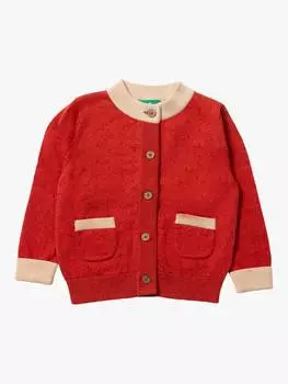 Кардиган baby pointelle из чистого органического хлопка Little Green Radicals, цвет Red/Cream