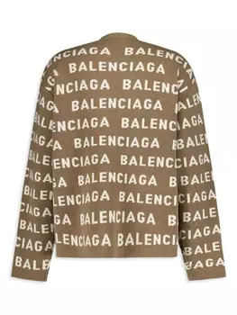 Кардиган Balenciaga с логотипом-интарсией и V-образным вырезом, серый