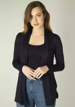 Кардиган базового уровня "BAS-YALA CARDIGAN SHORT", эластичная тонкая вязка Base Level, синий