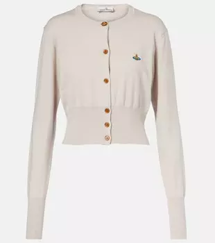 Кардиган Bea Orb из хлопка и кашемира Vivienne Westwood, Aw25-Dusty White