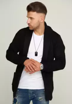 Кардиган behype "MKCARDY45" с шалевым воротником, черный