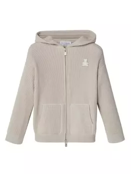 Кардиган Bernie в рубчик Brunello Cucinelli Kids, бежевый