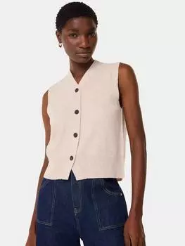 Кардиган без рукавов с v-образным вырезом из чистой шерсти Whistles, цвет Oatmeal