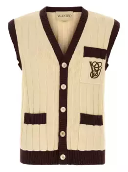 Кардиган без рукавов в рубчик VALENTINO GARAVANI, нейтральный