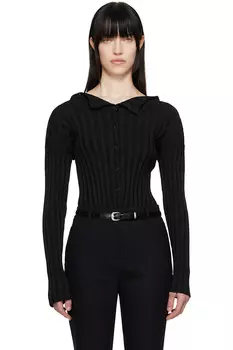 Кардиган без воротника с рубчиками Le17Septembre, черный