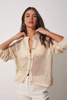 Кардиган - Бежевый - Классический крой Happiness stanbul, бежевый