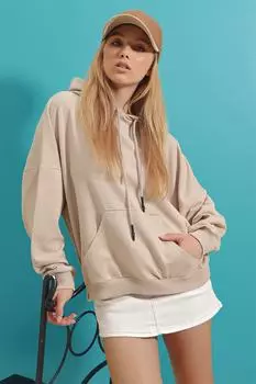 Кардиган - Бежевый - Классический крой Trend Alaat Stili, бежевый