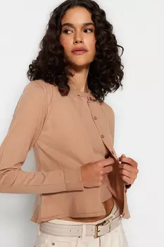 Кардиган - Бежевый - Приталенный Trendyol, бежевый