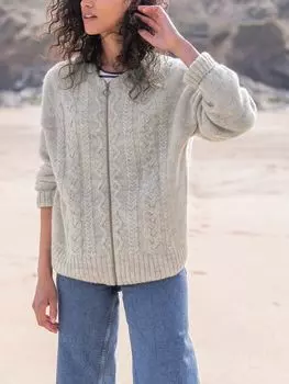 Кардиган британской шерстяной вязки на молнии Celtic & Co., неокрашенный темно-серый