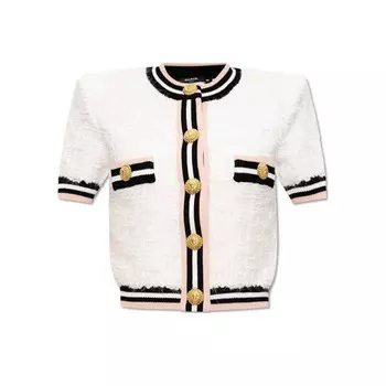 Кардиган-букле с монограммой Maze BALMAIN, белый