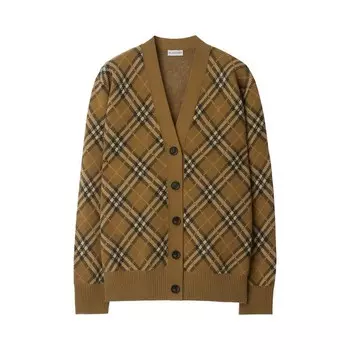 Кардиган Burberry Wool Check Cardigan Shrew, черный