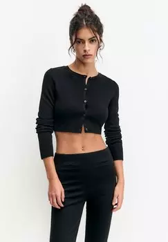 Кардиган BUTTONED PULL&BEAR, цвет black