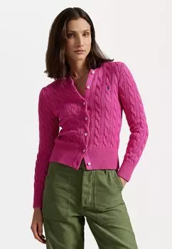 Кардиган CABLE KNIT COTTON CREWNECK CARDIGAN Polo Ralph Lauren, розовый