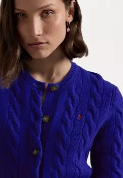 Кардиган CABLE KNIT WOOL CASHMERE CARDIGAN Polo Ralph Lauren, темно-синий