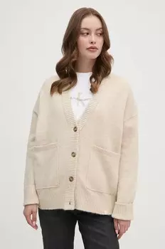 Кардиган Calvin Klein Jeans с добавлением шерсти, бежевый