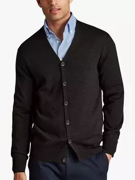 Кардиган Charles Tyrwhitt из мериносовой шерсти, темно-угольный