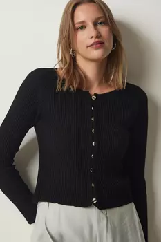 Кардиган - Черный - Классический крой Happiness stanbul, черный