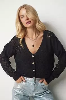 Кардиган - Черный - Классический крой Happiness stanbul, черный