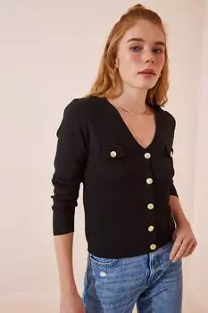 Кардиган - Черный - Классический крой Happiness stanbul, черный