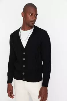 Кардиган - Черный - Классический крой Trendyol, черный