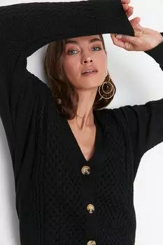 Кардиган - Черный - Oversize Trendyol, черный